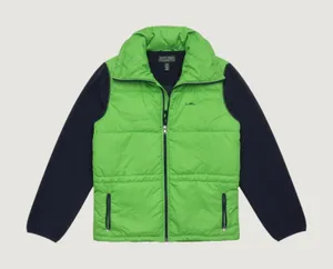 Lauren Active Ralph Lauren Women 1X Hybrid Puffer Fleece Jacket Green Navy Blue thumbnail 1