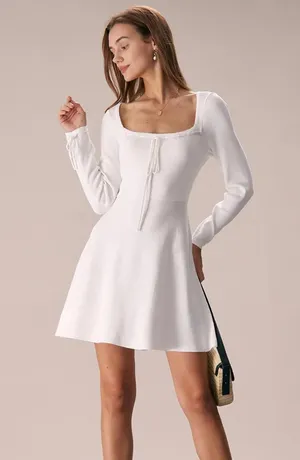 RIHOAS The White Square Neck Sweater Mini Dress M 74 thumbnail 1
