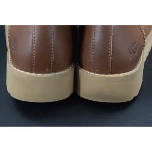 UGG Deconstructed Lace Leather Side Zip Boots Women Brown Good Size 6 Toe Round thumbnail 9