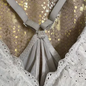 Aerie Light Gray Lace Racerback Bralette, XXL thumbnail 3