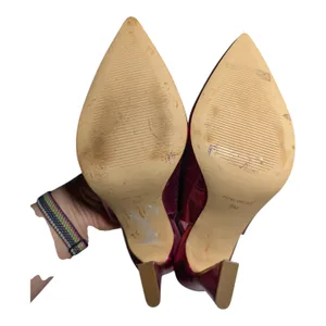 Nine West Tabita Fuchsia Pink Metallic Pointed Toe Flare Heel Ankle Strap Pump 8 thumbnail 5