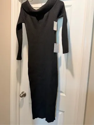 NWT ASTR THE LABEL Cut Out Off The Shoulder Midi Sweater Dress gray size medium thumbnail 3