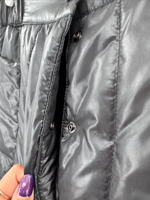 Black puffer snap front maxi skirt winter neutral pockets outdoor casual ski thumbnail 8