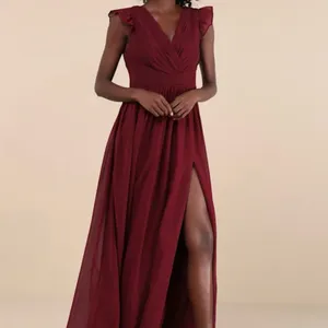Lulu's Red V-Neck Flutter Sleeve Maxi Dress thumbnail 4