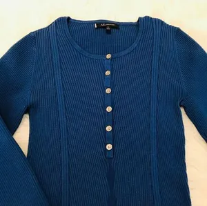 Anne Klein ribbed knit top blue size small thumbnail 1
