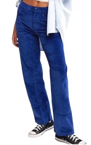 Free People We The Free Blue Corduroy Risk T High Rise Straight Pants Size 26 NW thumbnail 1