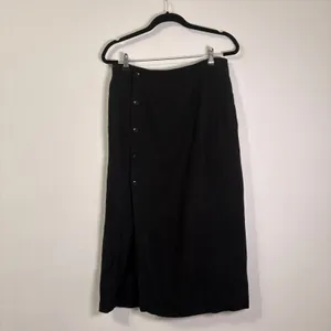 Madewell Black Wrap Button Front Midi Skirt Sz 8 thumbnail 2