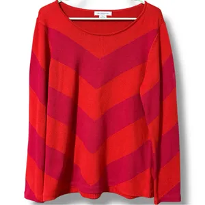 Liz Claiborne women’s size XL pullover pink orange chevron sweater long sleeve thumbnail 1