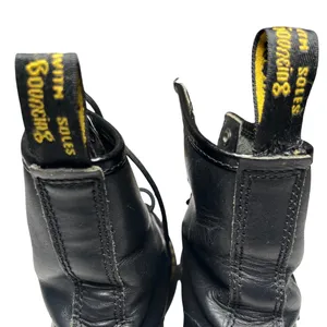 Dr Martens 1460 Combat Boots Black Leather Yellow‎ Stitch Lace Up Women 7 thumbnail 6