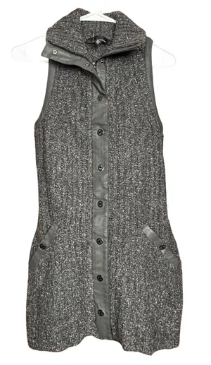 White House | Black Market Women Grey Sleeveless‎ Sweater Tunic Vest SP Textured Layer Minimalist Fall thumbnail 1
