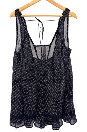 Intimately Free People Black Pink Polka Dot Sheer Slip Dress M NWT Babydoll Boho thumbnail 1