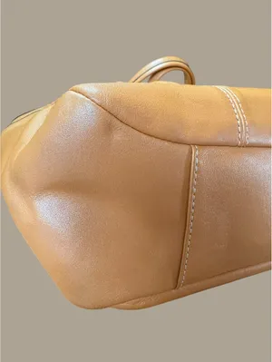 Coach Leather Shoulder Tote Bag in Metallic Orange thumbnail 3