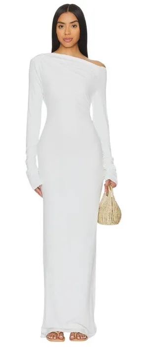 SNDYS Reyna Maxi Dress in White Medium New Womens Long Gown thumbnail 1