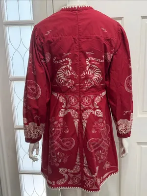 ANNA CATE Jenny Scarlet Embroidered Tiger Long Sleeve Dress 100% Cotton Size S thumbnail 10