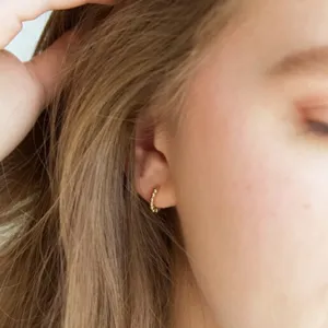 NWT Lisa Angel Gold Sterling Silver Dotted Huggie Hoop Earrings thumbnail 4