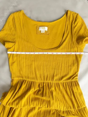 Anthropologie, Maeve, Gillian, Mustard, Tiered, Maxi Dress, Cotton, Puff Sleeve thumbnail 9