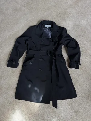 Anne Klein Black Belted Trench Coat Women’s XL thumbnail 2