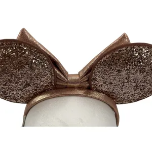 Disney Parks ROSE GOLD Glitter Minnie Mouse Ears Headband Sparkle Bow Holiday thumbnail 8