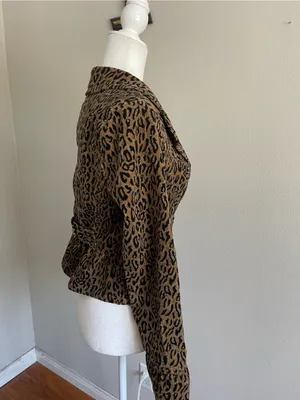 Leopard Print Brown Women's Blazer Jacket thumbnail 4