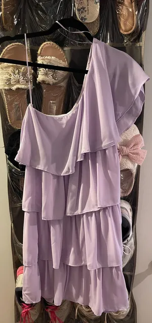 Purple One Shoulder Ruffle Dress thumbnail 5