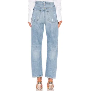 AGOLDE 90's Jean Blue Destroyed Denim Button‎ Fly Ripped Statement Size 28 thumbnail 2