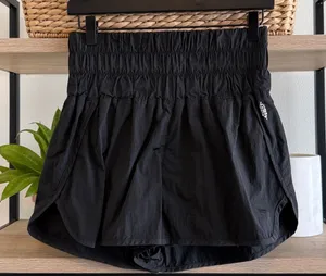 Free People Movement High-Rise Way Home Black Lined Shorts, Medium thumbnail 1