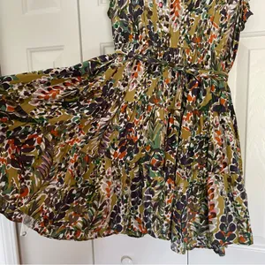 Jodifl Floral Mini Dress Sz 1X Ruffle Tiered Belted Waist Earthy Boho thumbnail 15