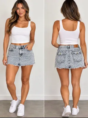 High-Rise Light Acid-Wash Denim Mini Shorts thumbnail 2