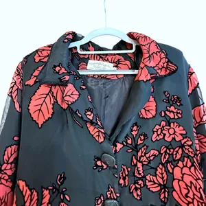 Taylor‎ G. Dallas Texas Womens Floral Velvet Burnout Sheer Kimono Jacket Coat L thumbnail 2