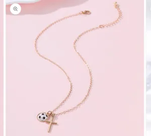 Gameday Soccer Enthusiast Cross Necklace Gold thumbnail 2