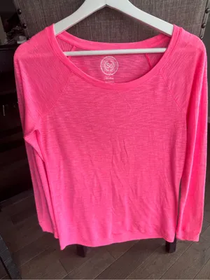 SO Women's Long-Sleeve Scoop Neck Top - Hot Pink thumbnail 1