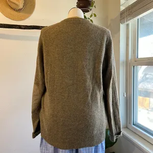 Banana Republic Tan Unisex Lambswool Alpaca Knit Elbow Patch Sweater Size XL thumbnail 5
