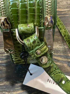 Brahmin Danica Olive Green Melbourne Ombre Croc-Embossed Leather Crossbody Bag thumbnail 4