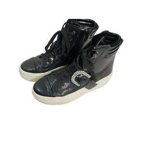 GIANNI BINI Kophie Patent Crinkle Rhinestone Buckle High Top Sneakers‎ Size 6 thumbnail 2