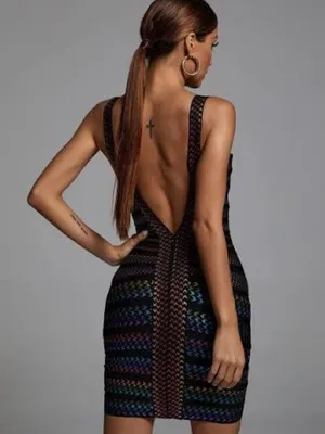 Bella Barnett Rainbow Bandage Dress Bodycon Club Party size Large NWT thumbnail 3