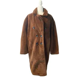 Rebecca Minkoff Faux Shearling Double Breasted Brown Coat XL thumbnail 3
