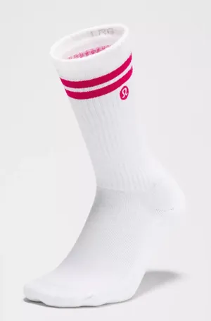 Lululemon NWT Daily Essential Crew White and Pink Athletic Socks Size L Unisex thumbnail 1