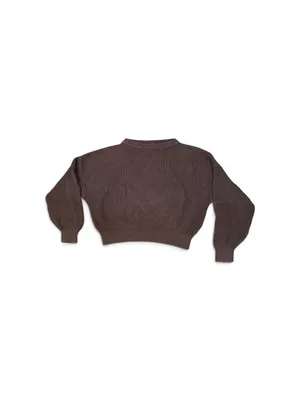 Brandy Melville/John Galt Brown Cropped Ribbed Crewneck Sweater thumbnail 2