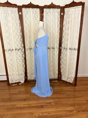 Beautiful New Dessy Collection Thread Sky Blue Chiffon Gown! thumbnail 4