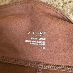 Aerie OFFLINE Chocolate Brown Faux Leather Real Luxe Leggings Large NWT‎ thumbnail 3