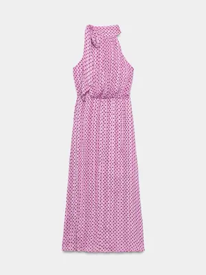 NWT Zara Polka Dot Halter Neckline Midi Pleated Satin Bloggers Fave Dress thumbnail 6