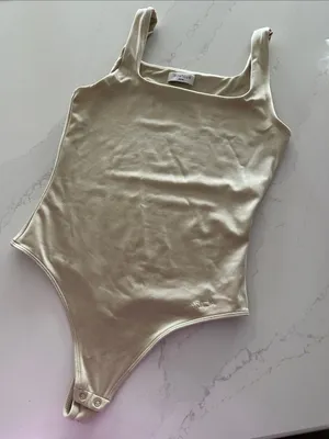 Aritzia Contour Satin Tank Bodysuit‎ light gold size XS thumbnail 1