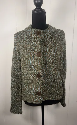 Evan Picone Cardigan Womens‎ Petite Small Buttons Coastal Grandma Chunky Knit thumbnail 1