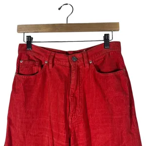 BDG High & Wide Corduroy Solid Wide Leg Pants Red Retro 90s Aesthetic Size 27 thumbnail 2