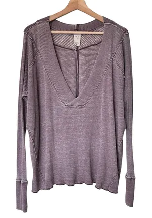 We The Free People Ocean View S Purple Oversized Boho Sweater thumbnail 1