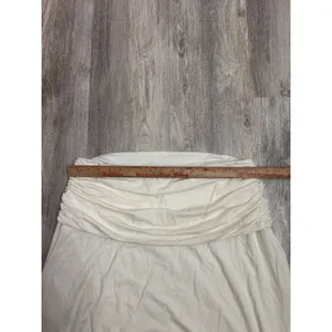 Abercrombie & Fitch Fold over Ruched Waist Maxi Skirt Cream White XL Petite NEW thumbnail 7