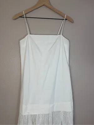 Mon Renn Agua Anglaise White Eyelet Lace Maxi Dress size Small $219 thumbnail 7