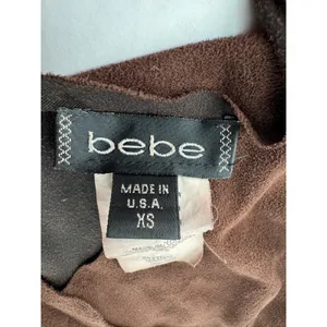 Bebe Vintage Y2K Brown Faux Suede Maxi Dress XS Tiered Ruffle Bodycon Made USA thumbnail 6