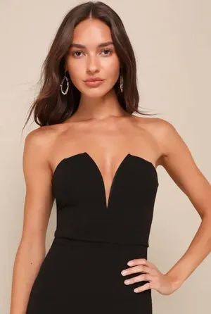 NWOT Dedicated to Glamour Black Strapless Maxi Dress thumbnail 3