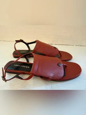 Longchamp le Pilage Shield leather Sandal red Size EU 41 US 10 made in Italy NEW thumbnail 5